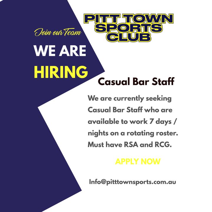 Featured image for “We are hiring CASUAL BAR STAFF willing to work 7 days.”