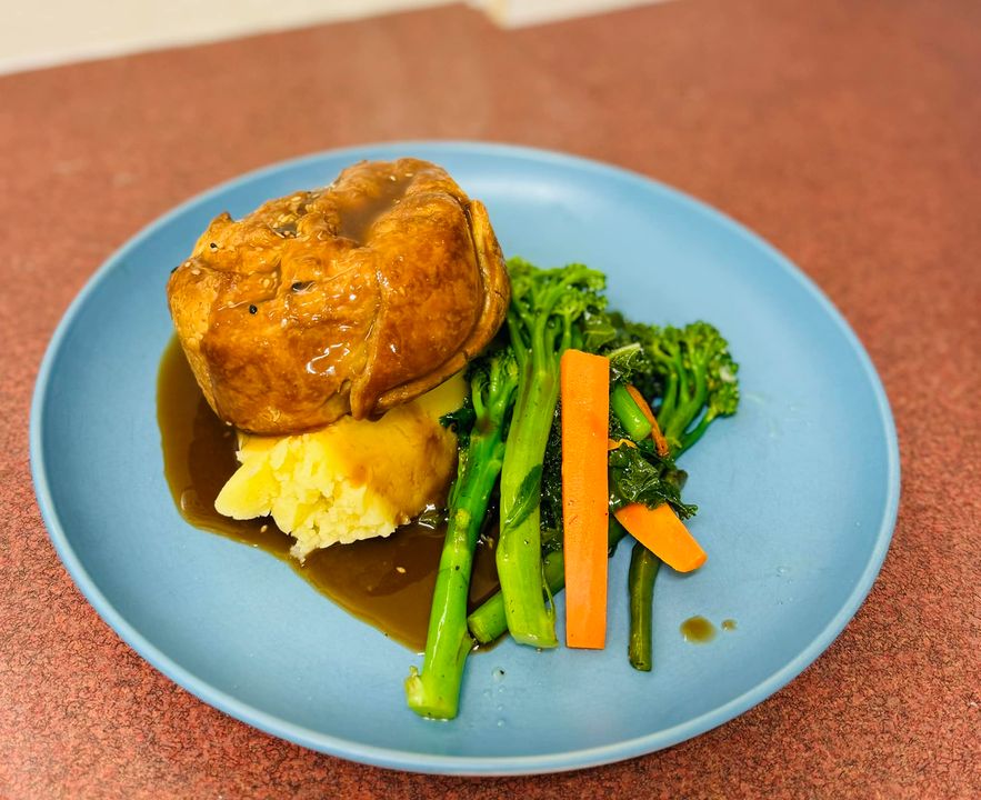 Featured image for “Homemade beef and mushroom pie with mash potatoes steam veggies and gravy available until sold out!!#wp Rita’s BistroPitt Town & District Sports Club”