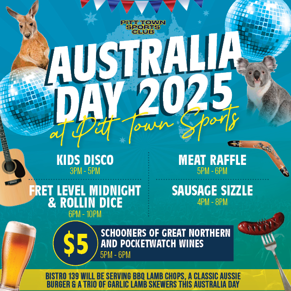 Featured image for “Australia Day 2025 at Pitt Town Sports – Live Music, Food & Fun for the Family”